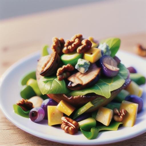 Smoked chicken, walnut & grape salad with blue cheese