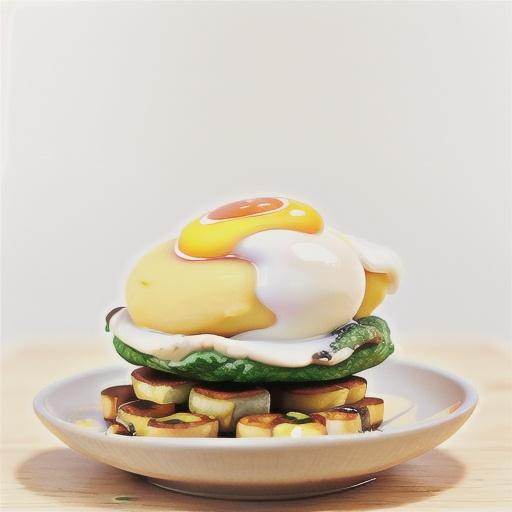 Potato cakes with fried egg and hollandaise