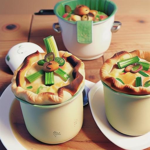Chicken, leek and mushroom pot pies