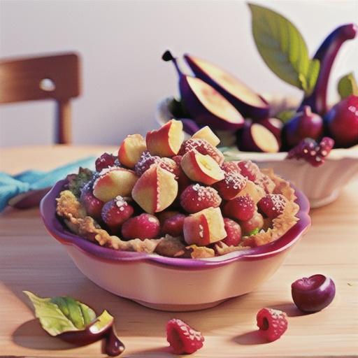 Plum and raspberry crumble