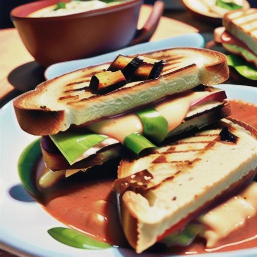 Spicy Tomato Bisque with Grilled Brie Toast