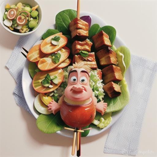 Pork skewers with burghul salad