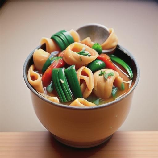 Tortellini in Asian-style broth