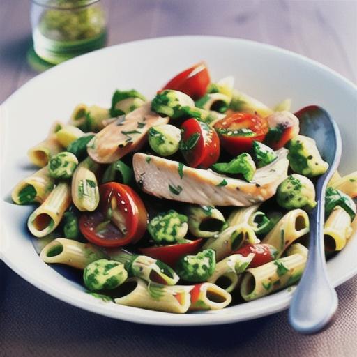 Chicken, pesto and tomato pasta