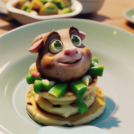 Lamb racks with green olive dressing on a potato blini