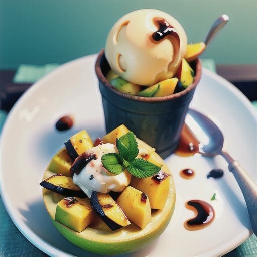 Chargrilled mango with lime and mint sugar