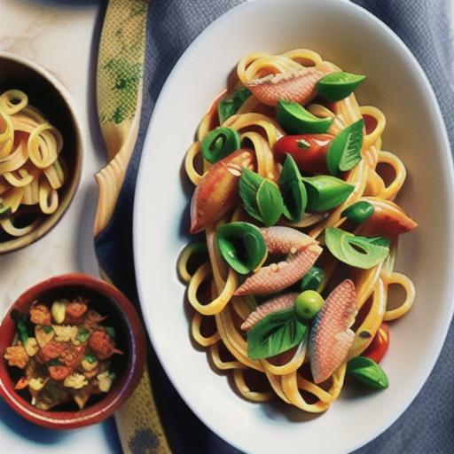 Spaghetti with calamari, chilli & parsley crumbs
