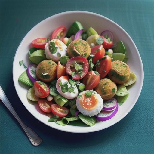 Tomato and felafel salad with whipped labneh recipe