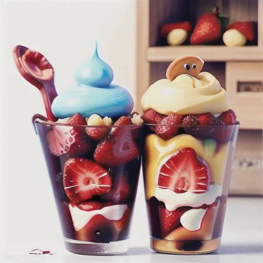 Frozen strawberry and white chocolate parfait