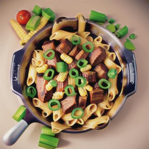 Cheesy Barbecue Beef Pasta Skillet