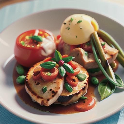 Veal medallions with tomato & olive sauce