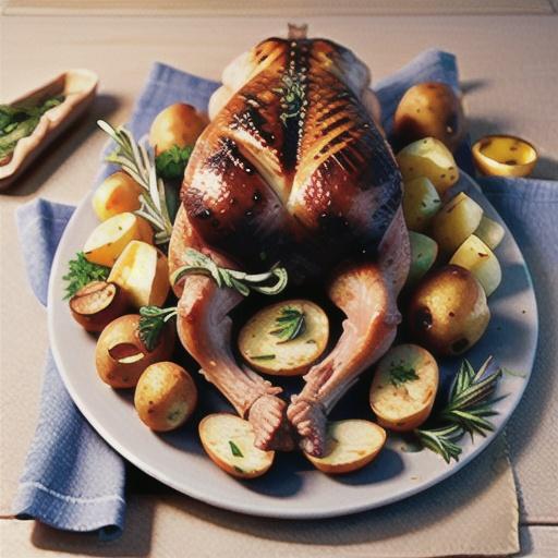 Pork leg roast with roasted shallots and potatoes