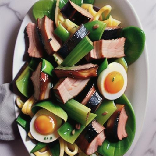 Quick sticky caramel pork noodle salad recipe