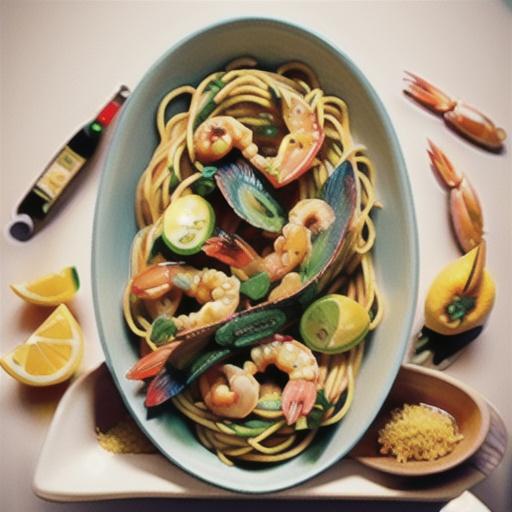 Lemon and prawn spaghetti with lemon crumbs