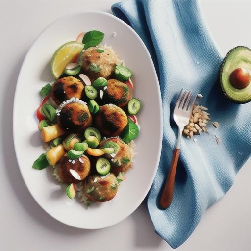 Spiced chicken kofta with avocado