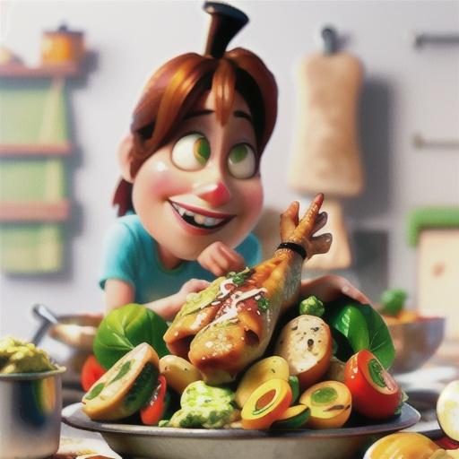 Pesto-filled chicken with roast vegetables