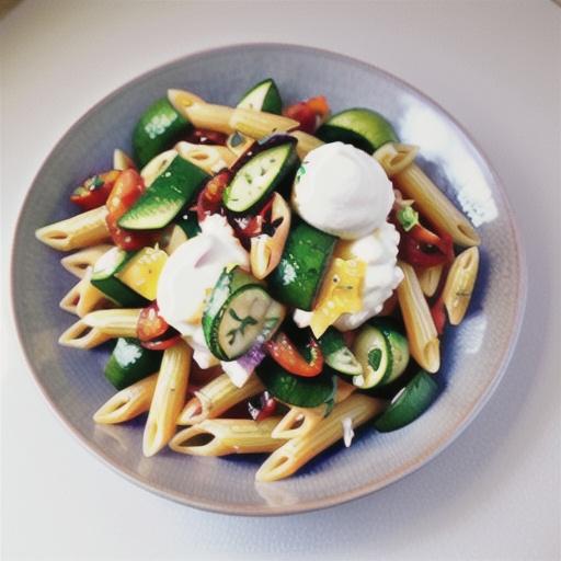 Penne with zucchini, lemon, ricotta & fresh herbs