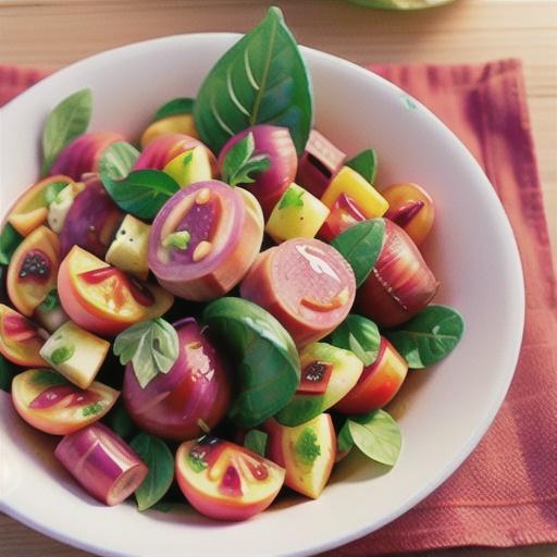 Peach, tomato and ham salad