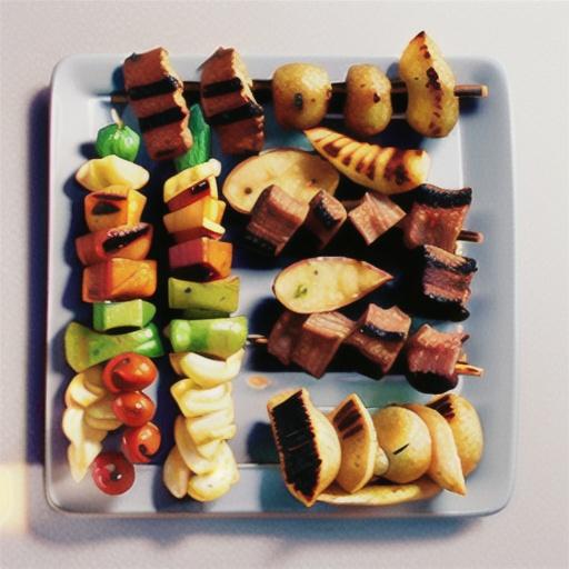 Spiced lamb skewers with barbecued potatoes