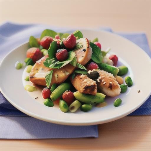 Dukkah crusted chicken with raspberry and hazelnut salad