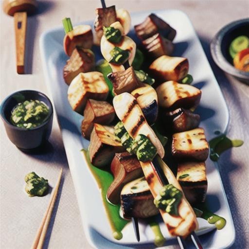 Beef and haloumi skewers with chimichurri sauce