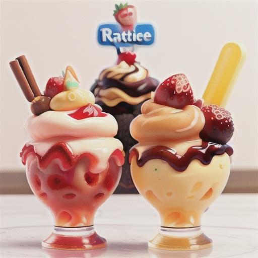 Strawberry and caramel sundaes