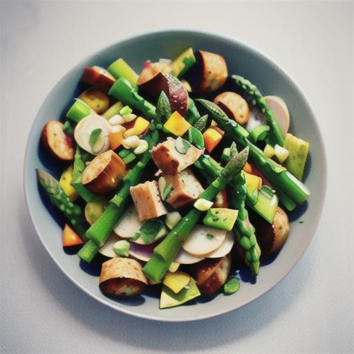 Pork sausage, asparagus and lentil salad recipe
