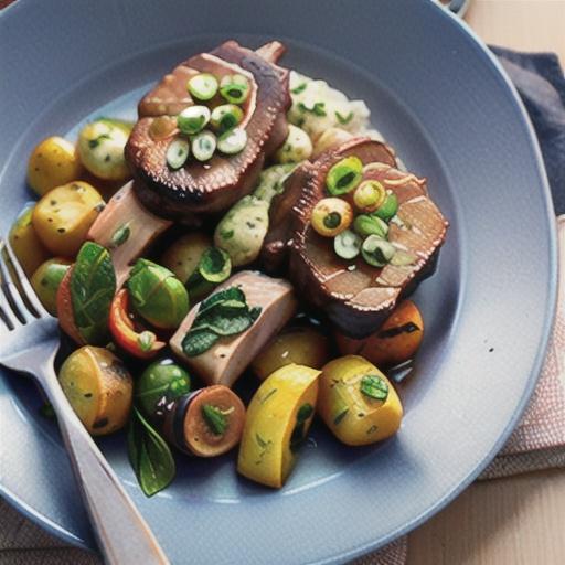 Lamb chops with roast vegetables