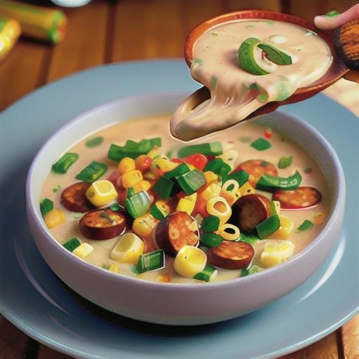 Quick Spicy Sausage Corn Chowder