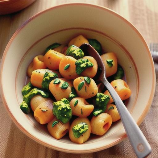 Sweet potato gnocchi with basil pesto