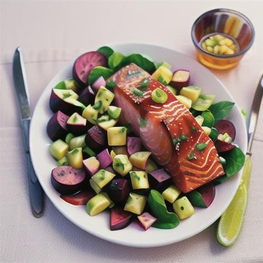 Salmon with baby beetroot salad