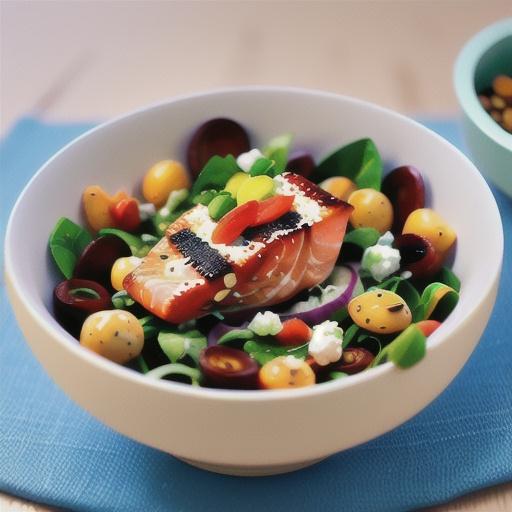Salmon & lentil salad with goats cheese