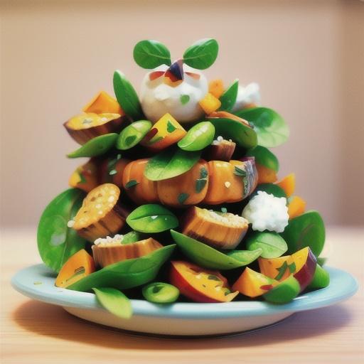 Chicken, snow pea and roast pumpkin salad