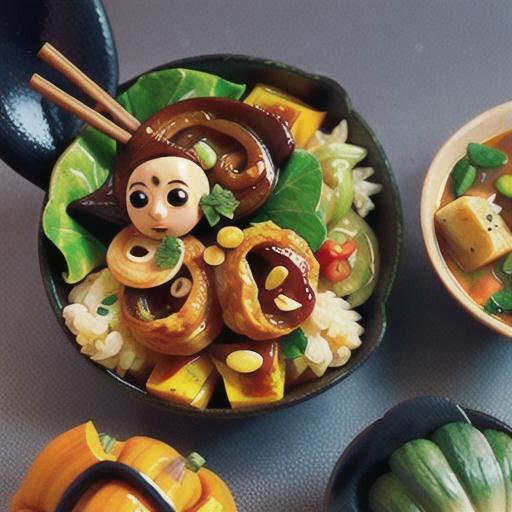 Japanese chicken & pumpkin curry with goma-ae