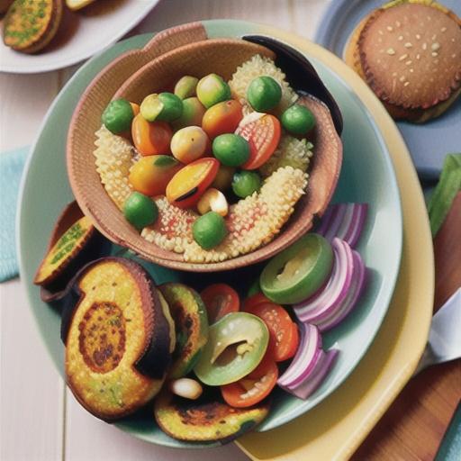 Spiced couscous and chickpea patties with carrot salad