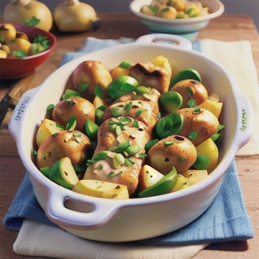 Quick chicken and garlic potato 'bake'