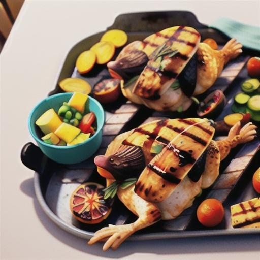 Grilled Game Hens with Blood Orange and Rosemary