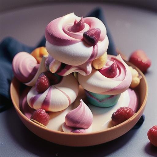 Rose and raspberry ripple meringues
