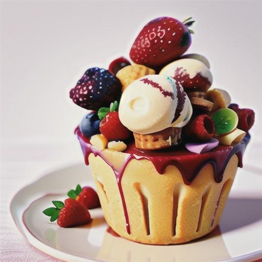 Mixed berry cakes with nougat ice-cream