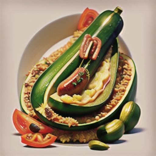 Giant Sausage Stuffed Zucchini