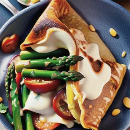 Creamy salmon and asparagus crepes