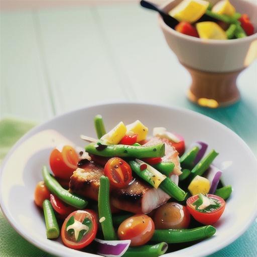 Seared tuna, green bean & roasted tomato salad