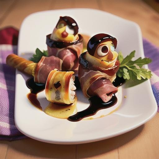 Beef wrapped in prosciutto with fig glaze