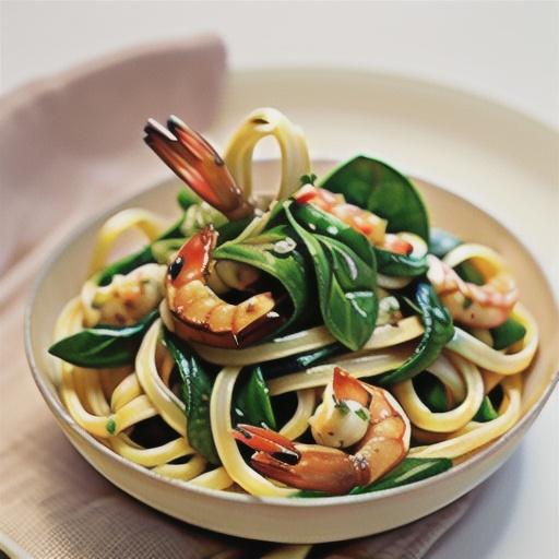 Shrimp, Lemon, Spinach Linguine