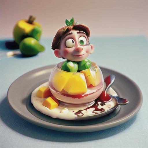 Mango panna cotta with strawberry and lime syrup