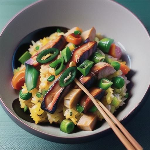 Stir-fried rice with chilli tuna
