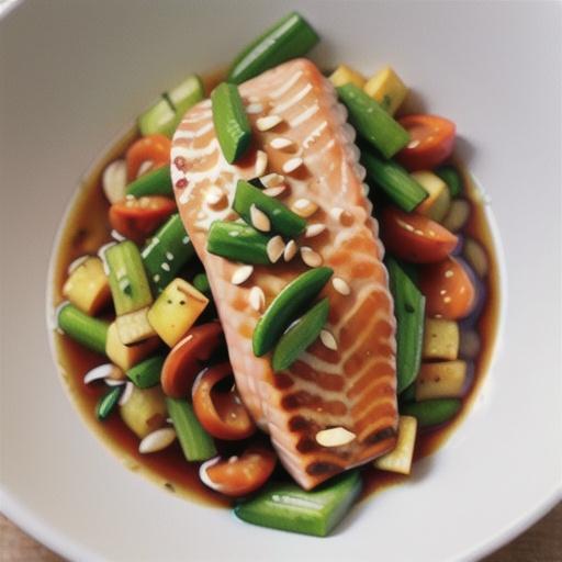 Miso-glazed salmon with ginger buckwheat noodles