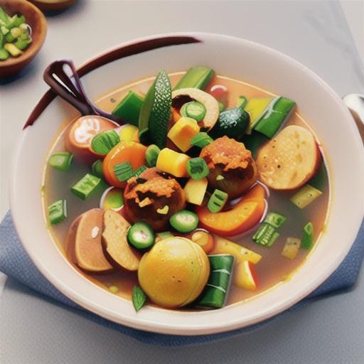 Spring vegie & meatball soup