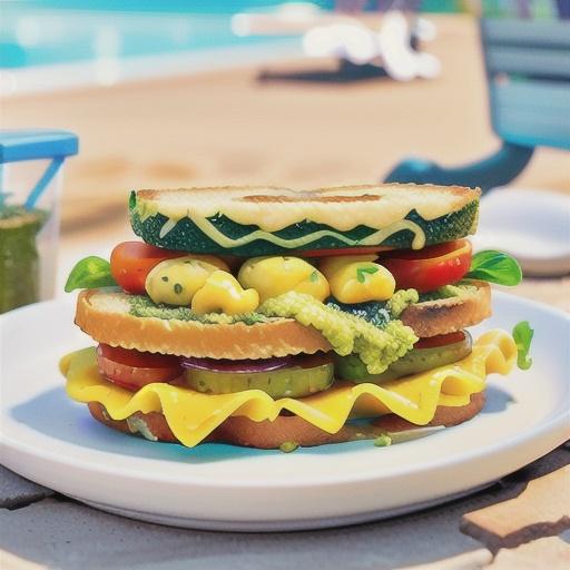 Capsicum, pesto and cheddar sandwiches