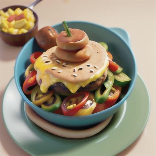 Hot Dog and Veggie Cheeseburger Skillet